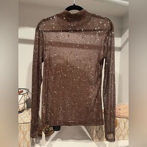 Brown Sheer Starry Blouse